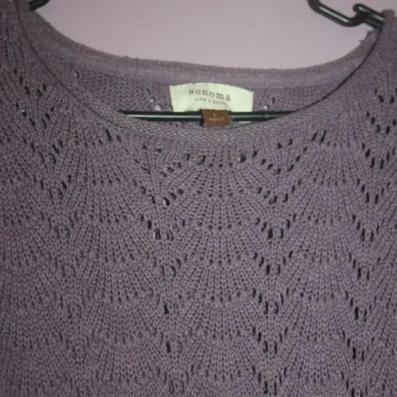 Sonoma Purple Roll Neck Sweater Size Large Crew Style 100% Cotton 3/4 Length - Picture 3 of 15